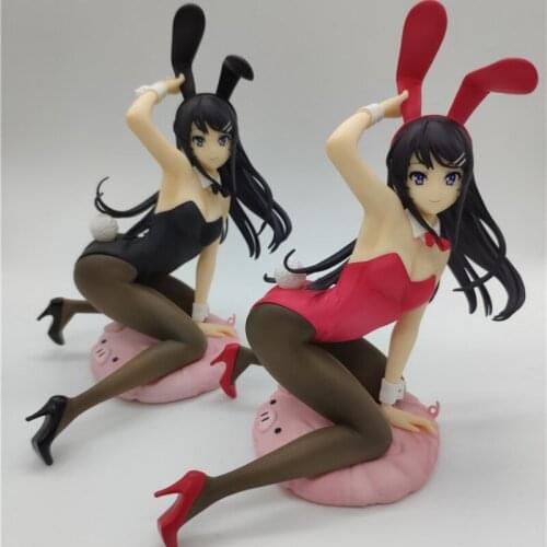 16cm Anime Figures Sakurajima Mai Black Red Bunny Girl Genuine Tabletop Ornaments Collectible Gifts PVC Model Toy
