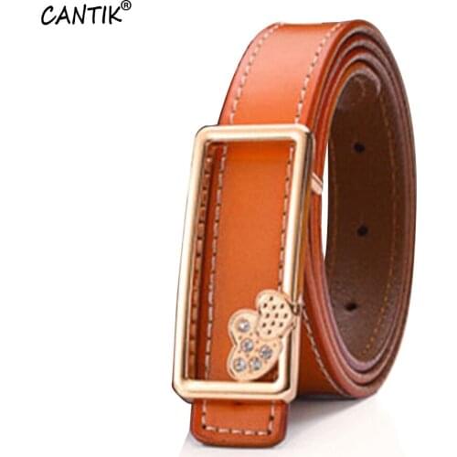 CANTIK Ladies Fashion Design Slide Buckles Metal Womens Quality Cowhide Leather Belts 2.3cm Width Clothing Accessories FCA062