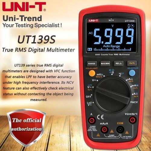 UNI-T UT139S True RMS digital multimeter, LPF (low pass filter)/LoZ (low impedance input) function/Temperature test EBTN display
