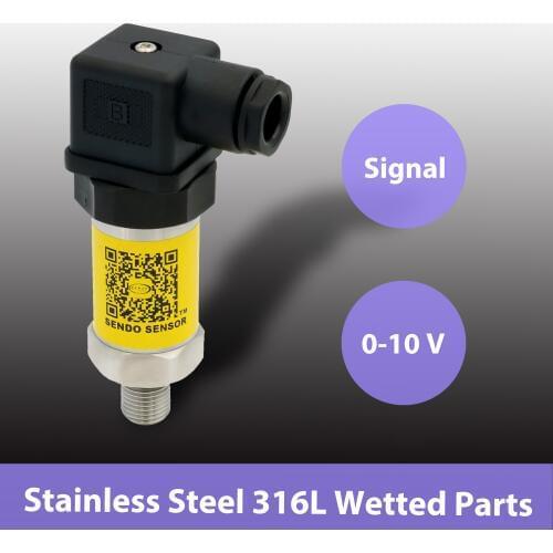 0 to 10V pressure transmitter, pressure 0 to 10bar, 250bar, 400bar, 350 mbar, 100 bar, 160 bar, 200 bar, 3 wire voltage signal