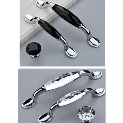 96/128mm Silvery Long Crystal Handle Dresser Zinc Alloy Knobs Drawer Wardrobe Handles For Cabinet Kitchen Pull Cupboard Knob