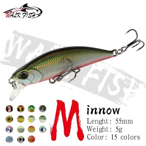WALK FISH 55MM 5G Minnow Crankbait Sinking 3D Eyes Artificial Bait Fishing Lure Wobbler Hard Bait Winter Sea Bass Fishing Tackle