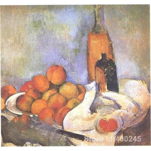 Fruit painting Still life with bottles and apples Paul Cezanne artworks Hand painted High quality