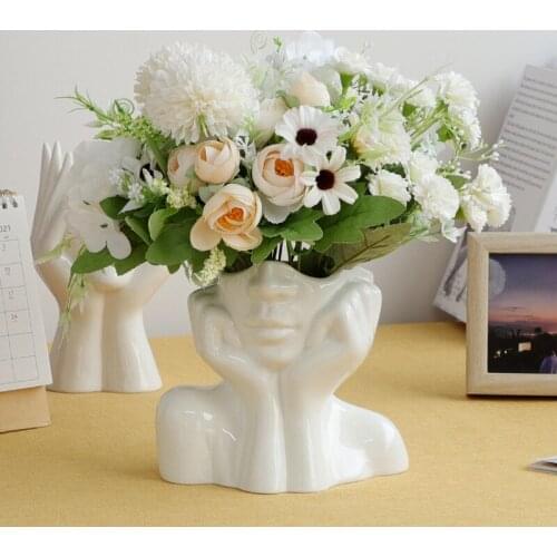 Nordic style home ceramic vase, living room decorative arts and crafts ornaments, simulation of human body art flower