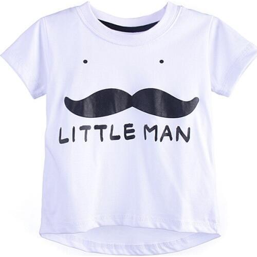 Little Maven New Boys Summer Fashion Little Man White Letters Short O-neck Brand Cotton Quality Knitted Children Tshirt
