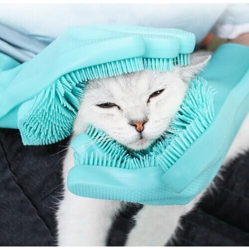 Pet Bath Massage Gloves Float Fur Brush Cat And Dog Protection Scratch Bite Bath Tools Nylon Rubber Cleaning Products