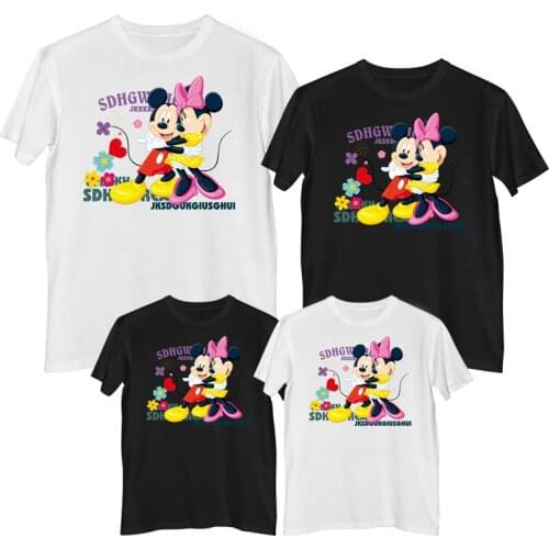 Disney Mickey Mouse Minnie Mouse T shirt Summer Comfortable 100% cotton Fashion tshirt women 2021 mother and daughter clothes