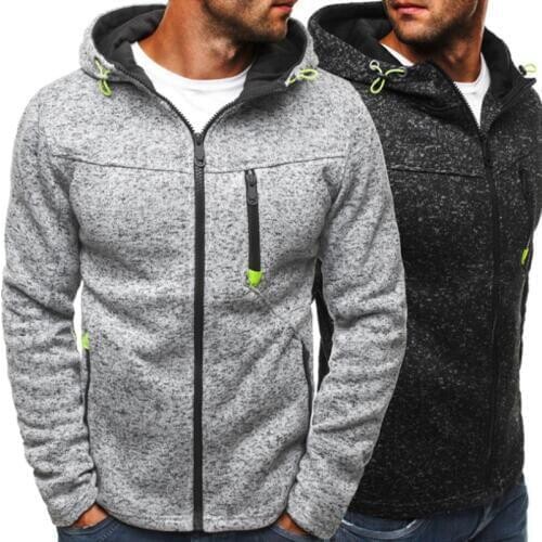 Men Sports Casual Wear Zipper Fashion Tide Jacquard Hoodies Jacket Fall Sweatshirts Autumn Winter Coat