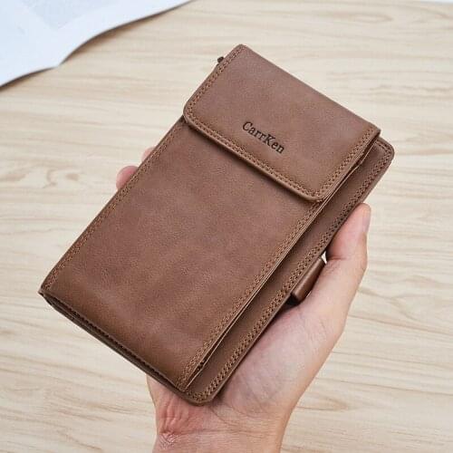 Mens Wallet Fashion Style Wrist Hand Bag Multi-Function Mens Passport Credit Card Holder High Capacity Mobile Phone Coin Purse