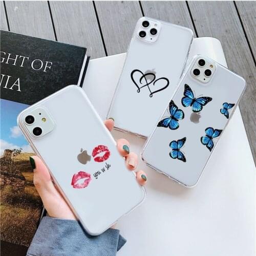 Cute butterfly blue phone case For iPhone 11 Pro XS MAX XR X 7 8 6Plus SE 2020 Candy Soft Silicone