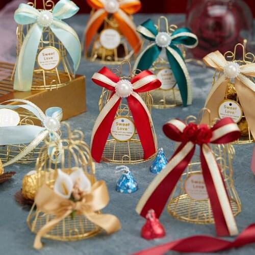 Gift Box Mini Metal Gold Vintage Retro Bird Cage Candy Boxes For Baby Shower Favor Wedding Souvenir Guests Candy Box Packaging