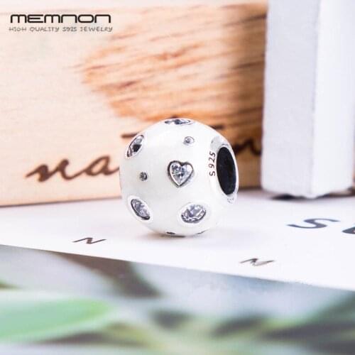 Memnon spring Pearlescent white charms 925 sterling silver charm fine jewelry fit beads bracelets necklaces DIY for women BE553b