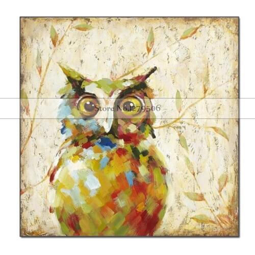 Hand painted canvas oil painting birds owl picture wall art lovely bird picture funny childrens picture wall art oil painting