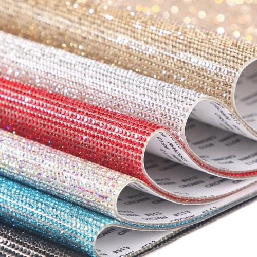 Self Adhesive Glass Rhinestone Patch Sheet Trim Crystal Stickers Beaded Applique DIY No Trace Handwork Car Clothing Accessories
