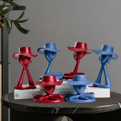 Nordic Ins Creative Abstract Cute Resin Girl Sculpture Ornaments Crafts Home Desktop Living Room Decor Modern Girl Birthday Gift