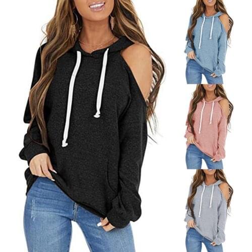 Off shoulder Hoodies Women Hooded Autumn Drawstring Sweatshirt Women long Sleeve Pullover womens streetwear Casual sweatshirt