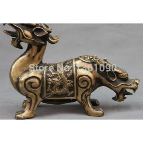 Xd 001001 Chinese Royal Copper Bronze Fengshui Evil Beast Brave troops Dragon Lion Statue