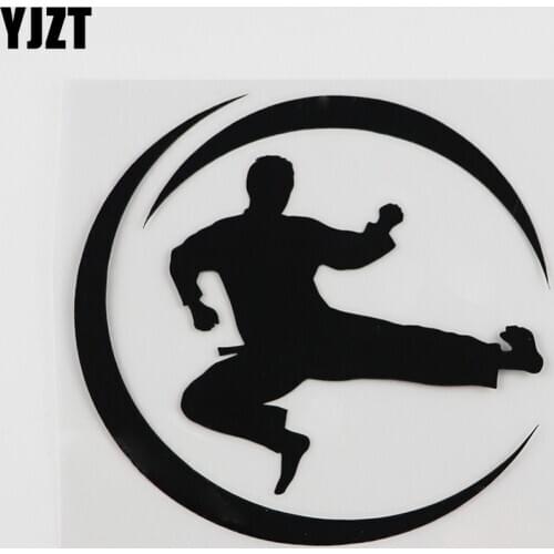 YJZT 12.2CMX11.8CM Waterproof Karate Combat Sports Decal Vinyl Car Sticker Black/Silver 8A-0190