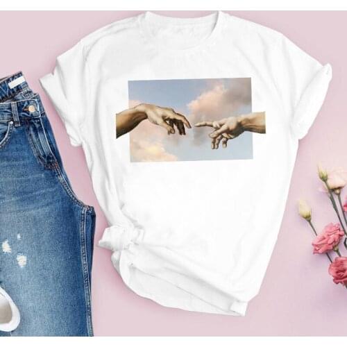 Women Graphic Aesthetic Vintage Kawaii Hand 90s Painting Cartoon Print Tops Lady Tees Clothing Female T Shirt Womens T-Shirt