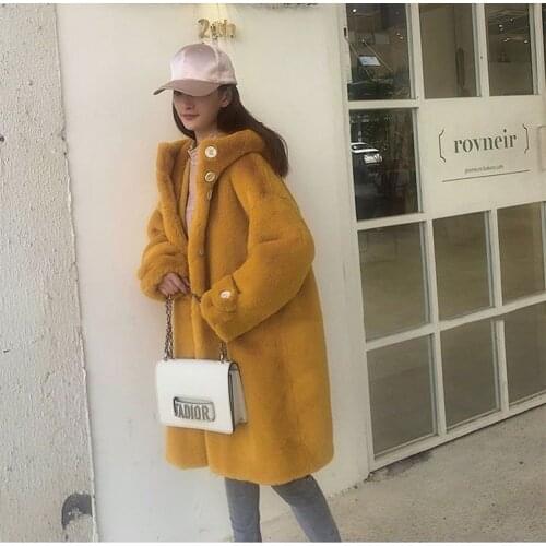 2021 Winter New Women Jacket Warm Solid Color Ladies Hooded Wool Blend Single-Breasted Coat Autumn Long Female Outwear