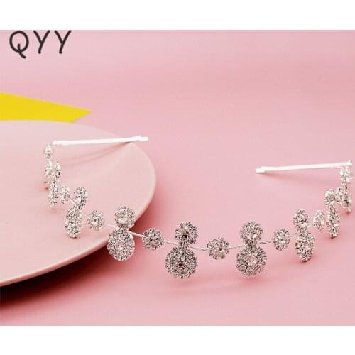 Bridal Wedding Hair Jewelry Flower Rhinestone Headband for Women Accessories Silver Color Headbands Crystal Bride Headpiece Gift