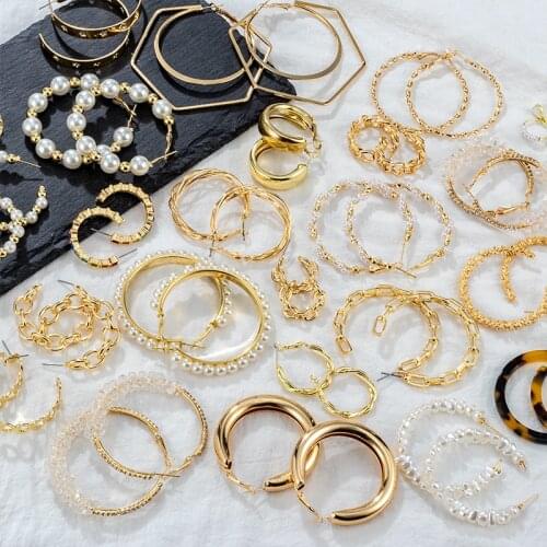 Fashion Vintage Pearl Earrings For Women Round Metal New Pendant Geometric Acrylic Earrings 2021 Trend Hanging Statement Jewelry