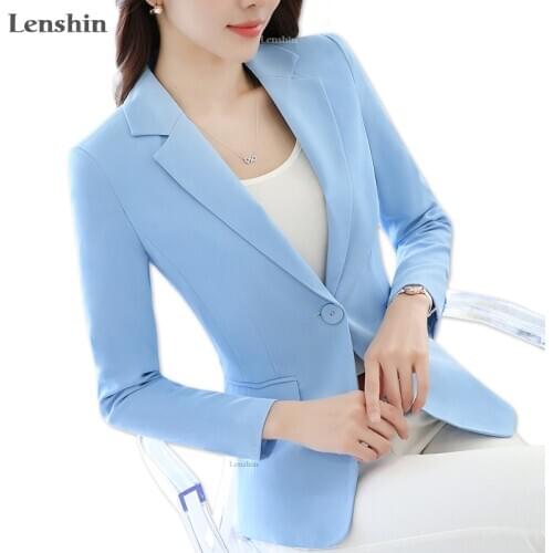 Lenshin Candy Color Professional Business Jacket for Women Work Wear Office Lady Elegant Female Blazer Coat New Top