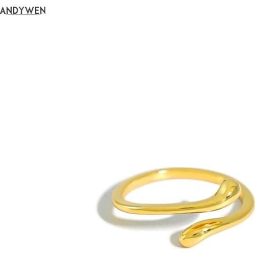 ANDYWEN New 100% 925 Sterling Silver 2020 Gold Slim Snake Rings Rock Punk Resizable Rings Women Luxury Fashion Fine Jewels