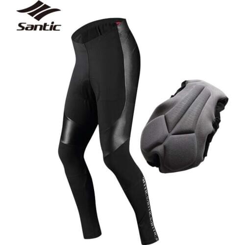 Santic Winter Cycling Pants Men Long Length Fleece Warm Mountain Road Bike Pants Coolmax Padded Pants Sports Bicycle Tights