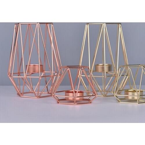1PC Nordic Style Wrought Iron Geometric Candle Holders Home Decorate Metal Crafts candlestick candelabros de velas Holder XB 109