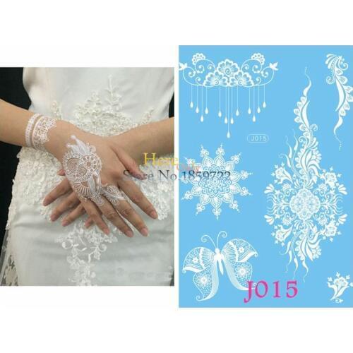 1PC Fashion Women Henna Temporary Tattoo White Mehndi Arm Hand Makeup Waterproof Tattoo Butterfly Flower Jewelry Tattoo Stickers