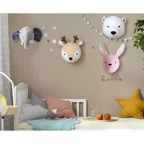 1Pc Kids Room Decoration 3D Animal Heads Wall Hanging Decor For Children Room Nursery Room Decoration Soft Install