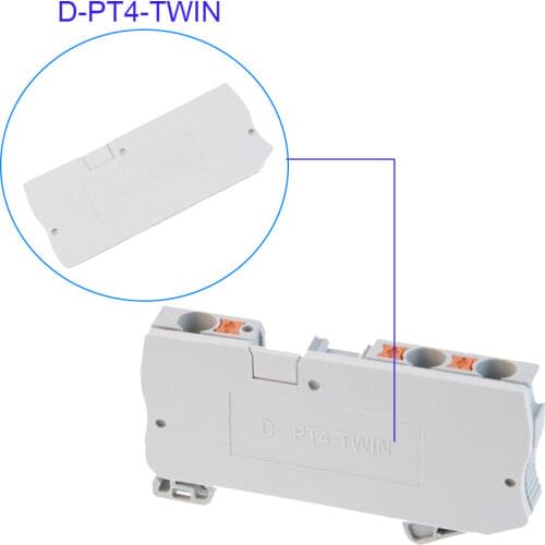 D-PT4-TWIN End Cover for PT4-TWIN Din Rail Terminal Blocks End Cover plate 77x29x2.2 mm