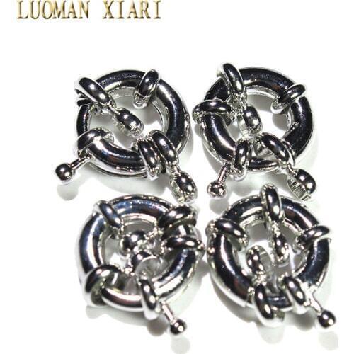 Wholesale 10PCS Metal Silver-plate 13 MM Round Claps Hooks Fit DIY Necklace Bracelet Jewelry Findings Hardware