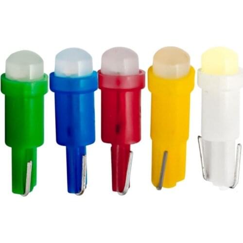 1000Pcs T5 37 58 73 74 W3W W1.2W COB Led Bulbs Car Gauge Speedo Dash Lamp Dashboard Instrument Light White Blue Red Green Yellow