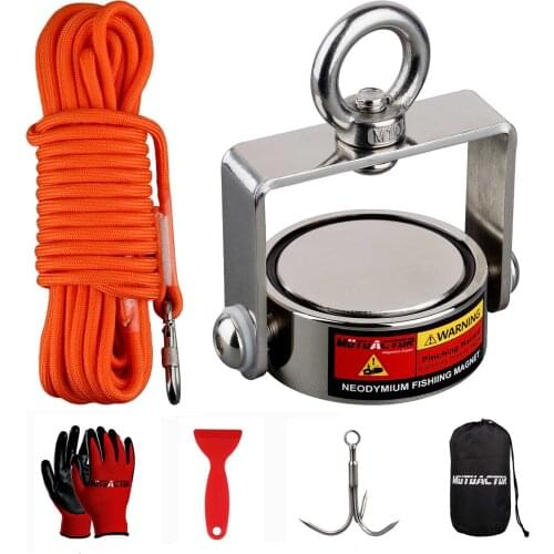 360 Rotatable Fishing Magnet Kit 200-300KG Double sided Grapping Hook Durable Rope Neodymium N52 Strong Magnetic Metal Hold Lift