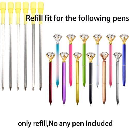 1000 pcs/lot Metal refill for Crystal Big Diamond Ballpoint pen black blue color School Office Stationery Supplie 8.2cm length