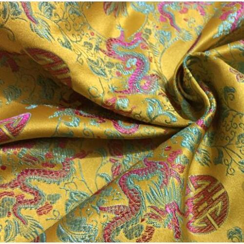75cm*100cm Brocade fabric costume clothing COS pillow silk party wedding dress diy fabric yellow background Rose dragon