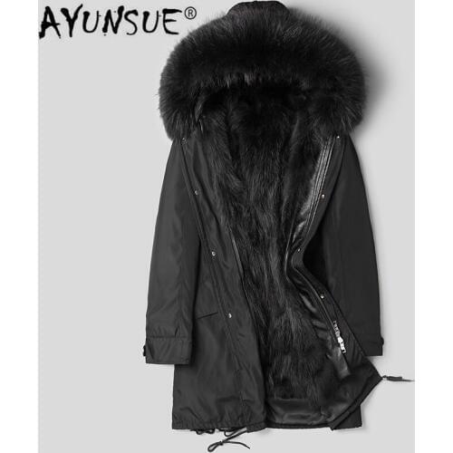 AYUNSUE Winter Jacket Men Parka Real Fur Coat Men Clothes Warm Natural Raccoon Fur Liner Parkas Hombre 2020 ML-185668 KJ2309