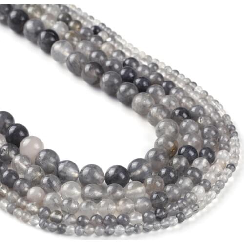 Cloud Quartz Beads, Natural Gemstone Smooth Round Beads, Sizes 4mm 6mm 8mm 10mm 12mm, Full Strand 15 inch