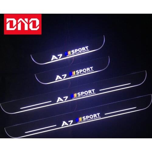 DNO Trim Pedal LED Car Light Door Sill Scuff Plate Pathway Dynamic Streamer Welcome Lamp For Audi A7 C7 S7 RS7 Sedan 2009 - 2019