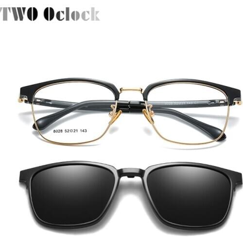 TWO Oclock 2 In 1 Multi-function Optical Frames Polarized Magnetic Sunglasses Female Male Glasses With Clip On Square Z8028
