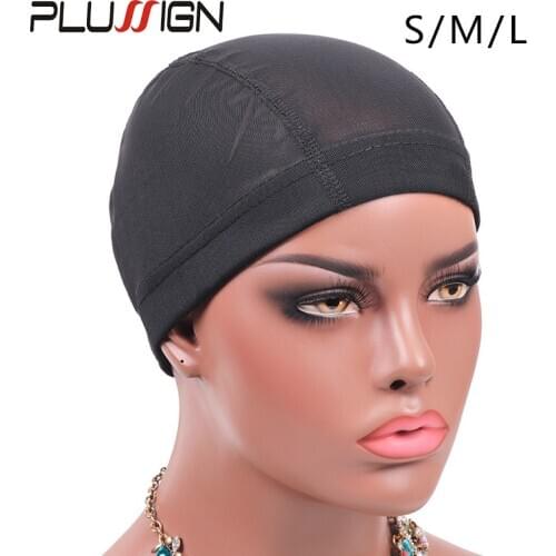 Plussign Stretchable Spandex Black Mesh Dome Style Wig Cap Wholesale 12 Pcs/Lot Snood Weaving Caps Hair Net For Wigs Making