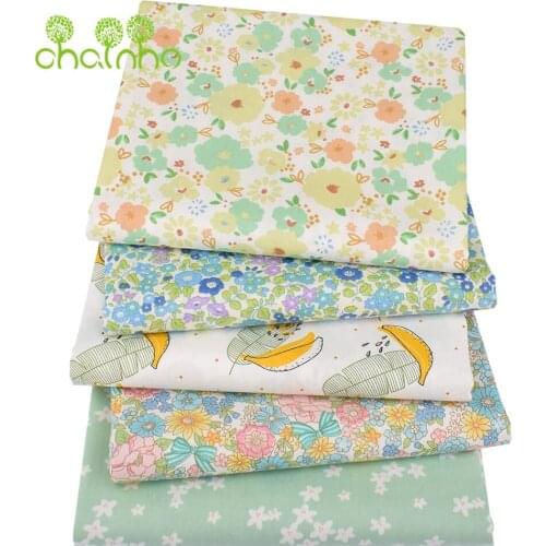 Chainho,Printed Twill Cotton Fabric,Patchwork Cloth For DIY Sewing Quilting Baby&Childs Bedclothes Material,Green Floral Series