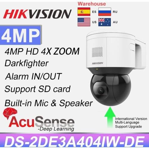 Hikvision PTZ 4MP Mini IP Camera DS-2DE3A404IW-DE HD POE H.265+ AcuSense Built-in Mic & Speaker Face Capture IR 50M Darkfighter