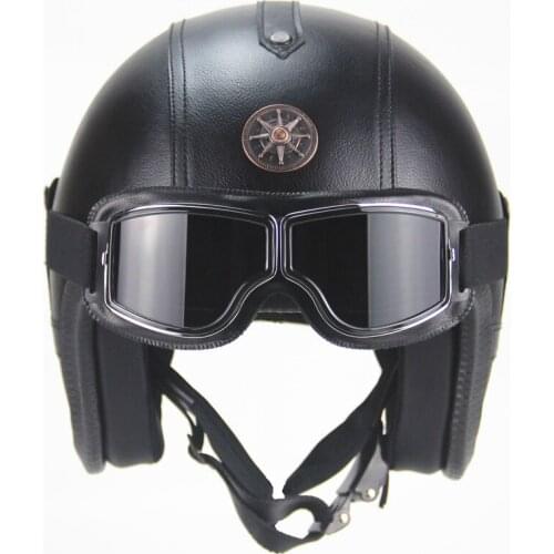 Cruise seasons personality retro helmet electric helmet 3/4 leather big half helmet turtle king