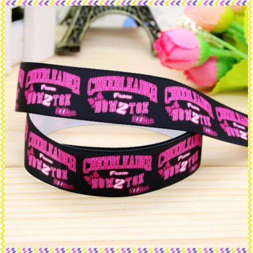 New 7/8'' Free shipping cheerleader printed grosgrain ribbon hair bow headwear party decoration wholesale OEM 22mm H4175