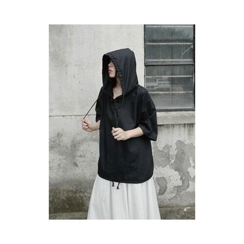 Small Designers with Black Hat T T-shirt Gothic Mountain Wind T-shirts ins Black Tide