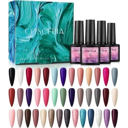 COSCELIA Nail Gel Set Gel Polish Kit Gel Varnish Nail Polish Set Soak Off Semi Permanent All For Manicure Nail Art Nail Tool Set