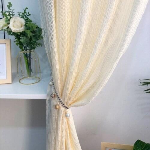 New European Style Modern Light Luxury Style Fishbone Screen Window Plain Color Curtain Curtains for Living Dining Room Bedroom